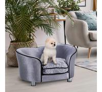 PawHut Divano per cani Divano per animali di lusso Divano per gatti con cuscini Letto per cani Grigio chiaro