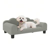 PawHut Divano per Cani Piccoli Morbido con Braccioli di Supporto, Divanetto per Cani in Legno e Tessuto French Terry, 66x42x28.5 cm, Grigio Fai rilassare il tuo amico a 4 zampe nel modo giusto con il