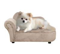 PawHut Divano per Cani Rialzato con Spazio Portaoggetti Beige