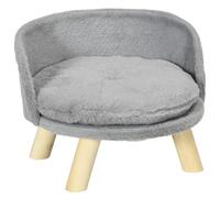 PawHut Divano per Cani Rotondo in Tessuto di Peluche e Legno con Cuscino