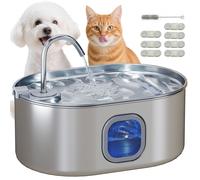 PawHut Fontanella per Gatto da 7L con Luce LED 32x22.1x22.3 cm Argento