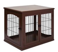 PawHut Gabbia per cani a casa, cuccia con 2 ingressi, chiudibile, casetta per cani di piccola taglia, marrone, 58,5 x 81 x 66 cm