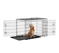 PawHut Gabbia per Animali Domestici Trasportino per Cani e Gatti Pieghevole in Acciaio Doppia Apertura 117 × 74.5 × 81cm Nero Aosom