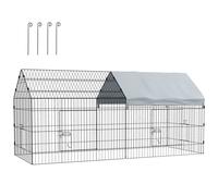 PawHut Gabbia per Conigli Casetta con Tettuccio in Tessuto 220x85x103cm