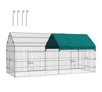 PawHut Gabbia per Conigli Casetta con Tettuccio in Tessuto 220x85x103cm