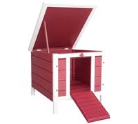 PawHut Gabbia per Conigli con Tetto in Asfalto e Rampa Antiscivolo Rosso