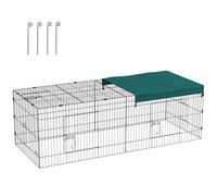 PawHut Gabbia per Conigli da Esterno con Tettuccio in Acciaio 220x85x70cm Verde