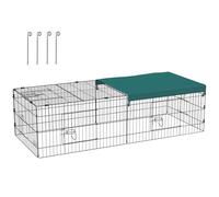 PawHut Gabbia per Conigli da Esterno e Interno in Acciaio Resistente con Tettuccio Verde 185x75x50cm Aosom
