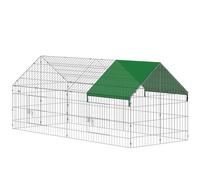 PawHut Gabbia per Conigli e Galline da Esterno e Interno con Protezione Parasole e Griglia Metallica, per Animali Piccoli, Anatre, Galline, 180x75x75 cm, Verde Aosom Italy