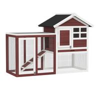 PawHut Gabbia per Conigli e Roditori Conigliera da Esterno in Legno Marrone