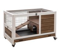 Pawhut Gabbia per conigli Gabbia per conigli per piccoli animali domestici con tetto apribile e vassoio rimovibile 90X53X59 cm