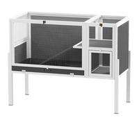 PawHut Gabbia per Conigli Rialzata da Interno con Vassoio Estraibile Grigio