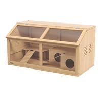 PawHut Gabbia per Criceti Apribile in Legno di Abete con Piattaforma e Ponte