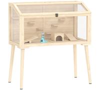 PawHut Gabbia per criceti, recinto per criceti nani, gabbia per piccoli animali con accessori, bottiglia d'acqua, 110 x 52 x 101 cm, legno, plastica Aosom Italy