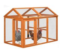 PawHut Gabbia per Galline in Legno con 2 Porte e Rete in Metallo 140x88.5x106cm