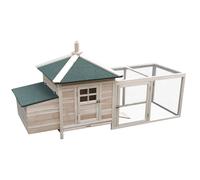 PawHut Gabbia per Galline Ovaiole in Legno, 196x76x97cm,Bianco e Verde