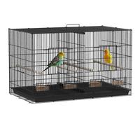 PawHut Gabbia per Uccelli con Divisorio e Ripiano Inferiore 94x57x57 cm Nero