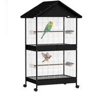 PawHut Gabbia per Uccelli con Ruote e Vassoio Estraibile, 94x70x158cm, Nero