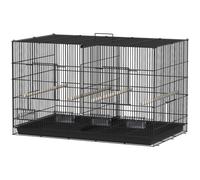 PawHut Gabbia per Uccellini con Divisorio e Ripiano Inferiore 94x57x57 cm Nero