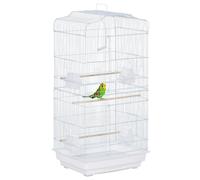 PawHut Gabbia Uccelli con Trespoli e Altalena Metallo e Plastica 46.5x35.5x92cm