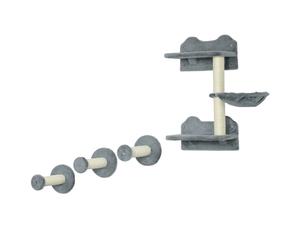 PawHut Gradini da arrampicata con Scala, tiragraffi e amaca per gatti, 40x28x73 cm, grigio e crema Aosom Italy