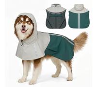 PawHut Impermeabile per Cani con Cappuccio e Strisce Riflettenti, L, Verde