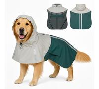 PawHut Impermeabile per Cani con Cappuccio e Strisce Riflettenti, Verde
