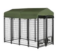 PawHut Kennel per Cani in Acciaio con Tettuccio in Tessuto Oxford e 2 Ciotole