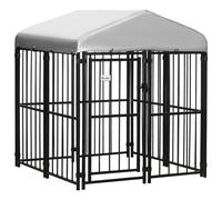 PawHut Kennel per Cani Taglia Piccola e Media con Tettuccio 122x122x138cm