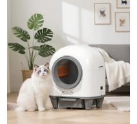 PawHut Lettiera Autopulente da 80L per Gatti 1-5 kg con Box per Fragranza e Sacchetti, Lettiera per Gattini in PP, 55.5x51x58.5 cm, Bianco e Grigio L'ultima frontiera della pulizia felini? La lettiera