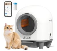PawHut Lettiera Autopulente da 80L per Gatti 1-5 kg in PP Bianco e Grigio