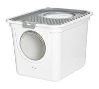 PawHut Lettiera Coperta a 2 Ingressi con Vassoio e Paletta in PE Bianco