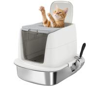 PawHut Lettiera per Gatti Chiusa a 2 Ingressi con Deodorante e Paletta, 52.4x41.3x39.8 cm, Bianco Aosom Italy