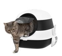 PawHut Lettiera per Gatti Chiusa con Coperchio, Paletta e Deodorante, Design Pieghevole, 52x41x38 cm, Bianca e Nera