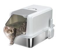 PawHut Lettiera per Gatti Chiusa con Vassoio in Acciaio, Paletta e Sacchetti Filtranti, in PP, 40.5x60.5x41.5 cm Aosom Italy