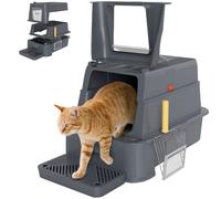 PawHut Lettiera per Gatti Chiusa da 80L con Vassoio Estraibile Grigio Chiaro