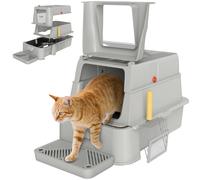 PawHut Lettiera per Gatti Chiusa da 80L con Vassoio Estraibile Grigio Chiaro