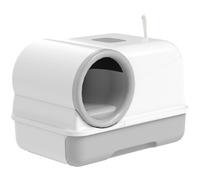PawHut Lettiera per Gatti con Coperchio, Bianco e Grigio