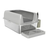 PawHut Lettiera per Gattini con Gradino Paletta e Box Portaoggetti Grigio Chiaro