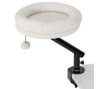 PawHut Letto da Scrivania Girevole per Gatti, Imbottito e Lavabile, con Altezza Regolabile, Crema Aosom Italy