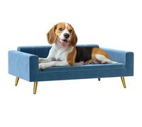 PawHut Letto Divano per Cani, Velluto setoso, 94x59.5x31.5cm Blu