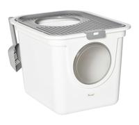 PawHut Maison de Toilette - Contenitore per lettiera per Gatti, Doppia Porta a Battente e Superiore, con Paletta Inclusa, 44 x 55 x 39 cm, Colore: Bianco