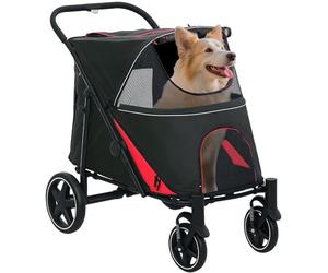 PawHut Passeggino per Cani Grande e Media Pieghevole Un Clic, Nero