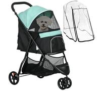 PawHut Passeggino per Cani Piccoli e Mini a 3 Ruote, Pieghevole Verde