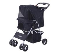 PawHut Passeggino per Cani, Carrello per Animali Domestici, Pieghevole, Nero, 77x47x101cm Aosom