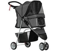 PawHut Passeggino per Cani Piccoli Pieghevole, Carrozzina per Cani con Ruote con Freni, Portabicchieri, Cestino Portaoggetti e Imbottitura Rimovibile e Lavabile, per Animali Domestici 10 kg, Grigio