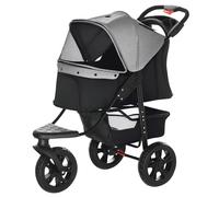 PawHut Passeggino per Cani Pieghevole a 3 Ruote, Grigio e Nero