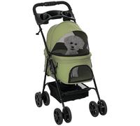 PawHut Passeggino per cani pieghevole per cani di piccola taglia e gatti fino a 4 kg, Oxford verde scuro, 67 x 45 x 96 cm