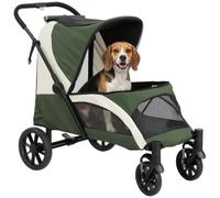 PawHut Passeggino per Cani Taglia Media Pieghevole con Cuscino, Verde Scuro