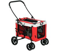 PawHut Passeggino per Cani Taglia Piccola e Mini con 2 Guinzagli e Custodia Portaoggetti, 81x58x97.5 cm Aosom